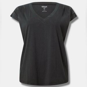 Torrid Heritage Cotton V-Neck Grommet Dolman Tee